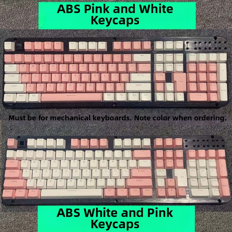 Sada klávesových krytov pre mechanickú klávesnicu, ABS materiál, kompatibilné s Cherry MX cross-stem, kruhové klávesy, písmená a čísla.