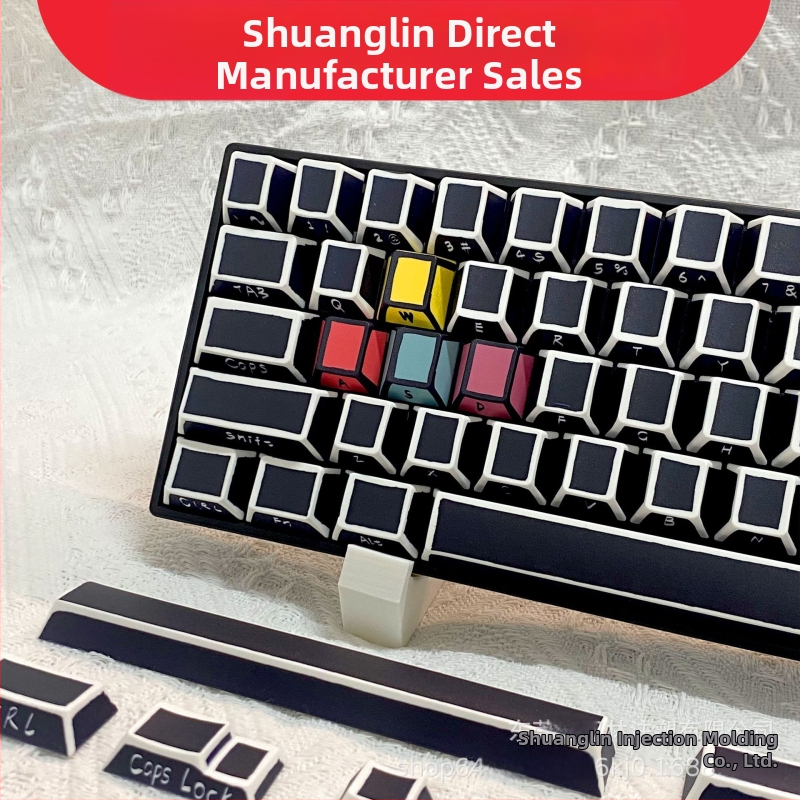 Keycaps mechaninei klaviatūrai, PBT medžiaga, penkių šonų sublimacija, 141 klavišas, blokinis dizainas