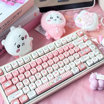 Set kapica za tipke Pink Gee, kompatibilan s križnom osi, MOA visina, 98+ tipki, PBT sublimacija