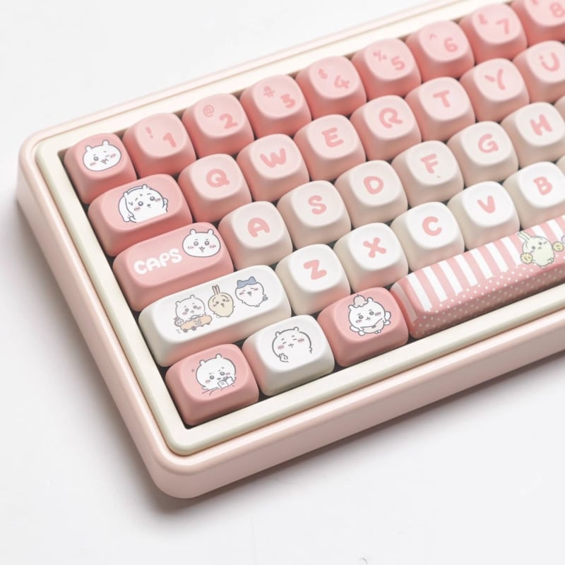 Set kapica za tipke Pink Gee, kompatibilan s križnom osi, MOA visina, 98+ tipki, PBT sublimacija
