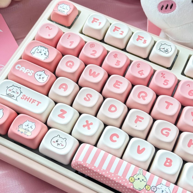 Set kapica za tipke Pink Gee, kompatibilan s križnom osi, MOA visina, 98+ tipki, PBT sublimacija