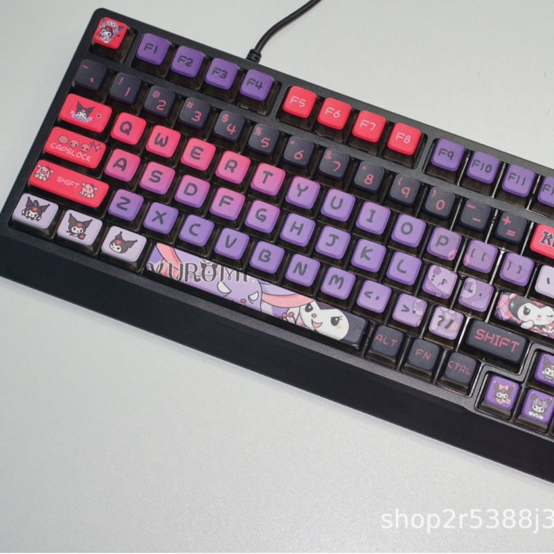 Kuromi pudding prozirni PBT Sublimacija mehanički keycaps za tipkovnicu, 98+ tipki, Shaftless