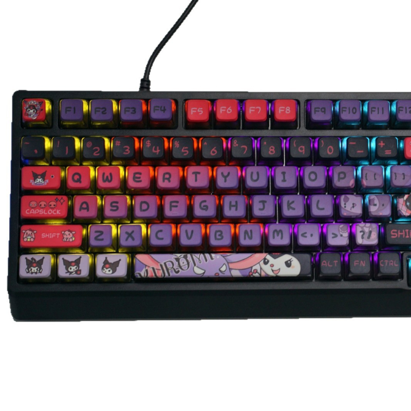 Kuromi pudding prozirni PBT Sublimacija mehanički keycaps za tipkovnicu, 98+ tipki, Shaftless