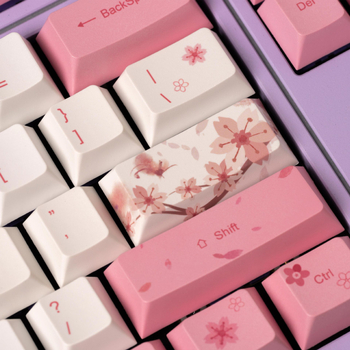 Sakura Theme PBT keycaps s Dye-Sublimation procesom, Prilagodljive, Kompatibilne s MX stemom, Odgovaraju 95% mehaničkih tipkovnica