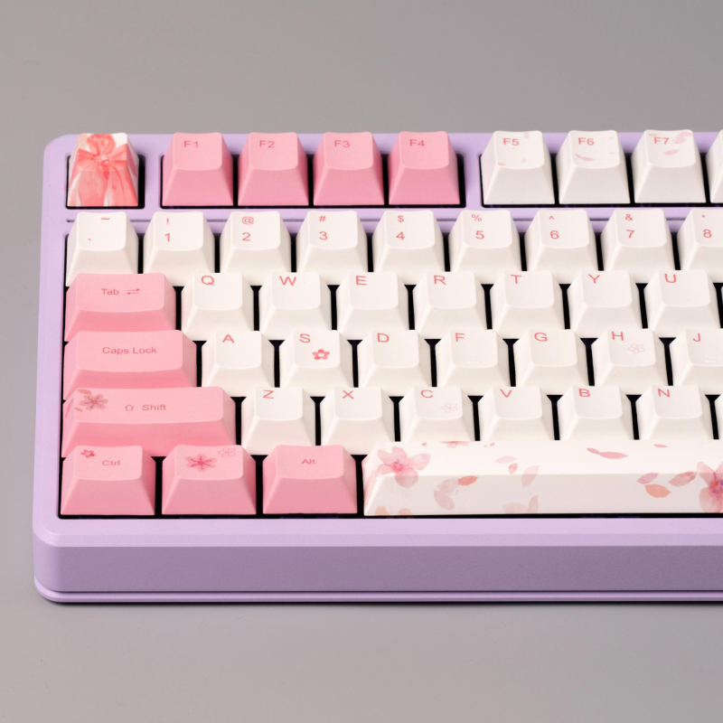 Sakura Theme PBT keycaps s Dye-Sublimation procesom, Prilagodljive, Kompatibilne s MX stemom, Odgovaraju 95% mehaničkih tipkovnica