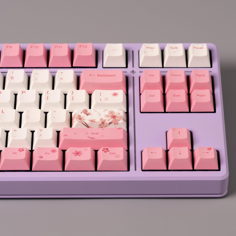Sakura Theme PBT keycaps s Dye-Sublimation procesom, Prilagodljive, Kompatibilne s MX stemom, Odgovaraju 95% mehaničkih tipkovnica