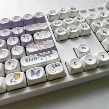 Gradient Purple Rabbit plastični keycap za tipkovnicu, sublimacija, univerzalni križni otvor, mogućnost prilagođavanja