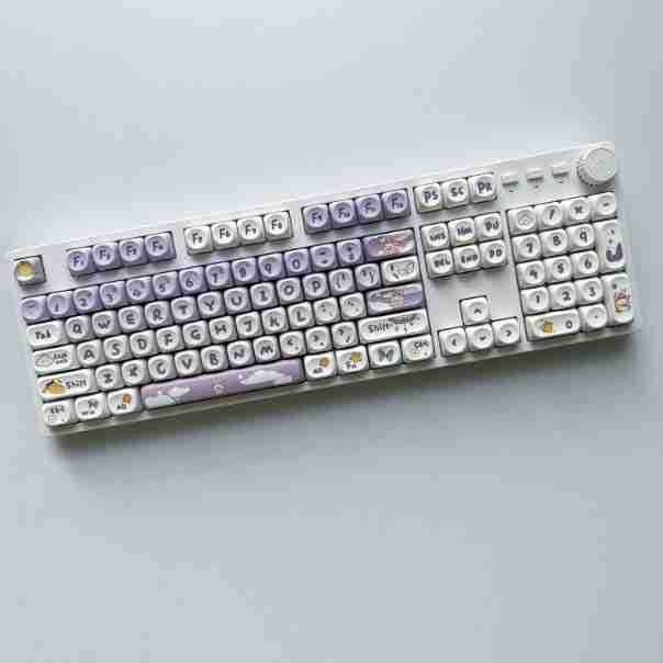 Gradient Purple Rabbit plastični keycap za tipkovnicu, sublimacija, univerzalni križni otvor, mogućnost prilagođavanja