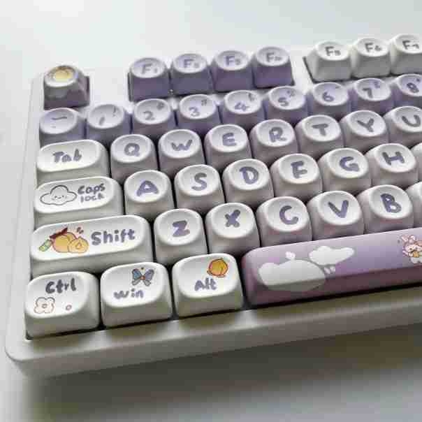 Gradient Purple Rabbit plastični keycap za tipkovnicu, sublimacija, univerzalni križni otvor, mogućnost prilagođavanja