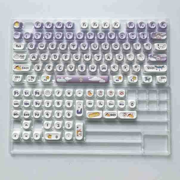 Gradient Purple Rabbit plastični keycap za tipkovnicu, sublimacija, univerzalni križni otvor, mogućnost prilagođavanja