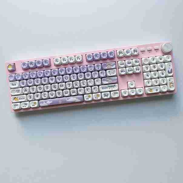 Gradient Purple Rabbit plastični keycap za tipkovnicu, sublimacija, univerzalni križni otvor, mogućnost prilagođavanja