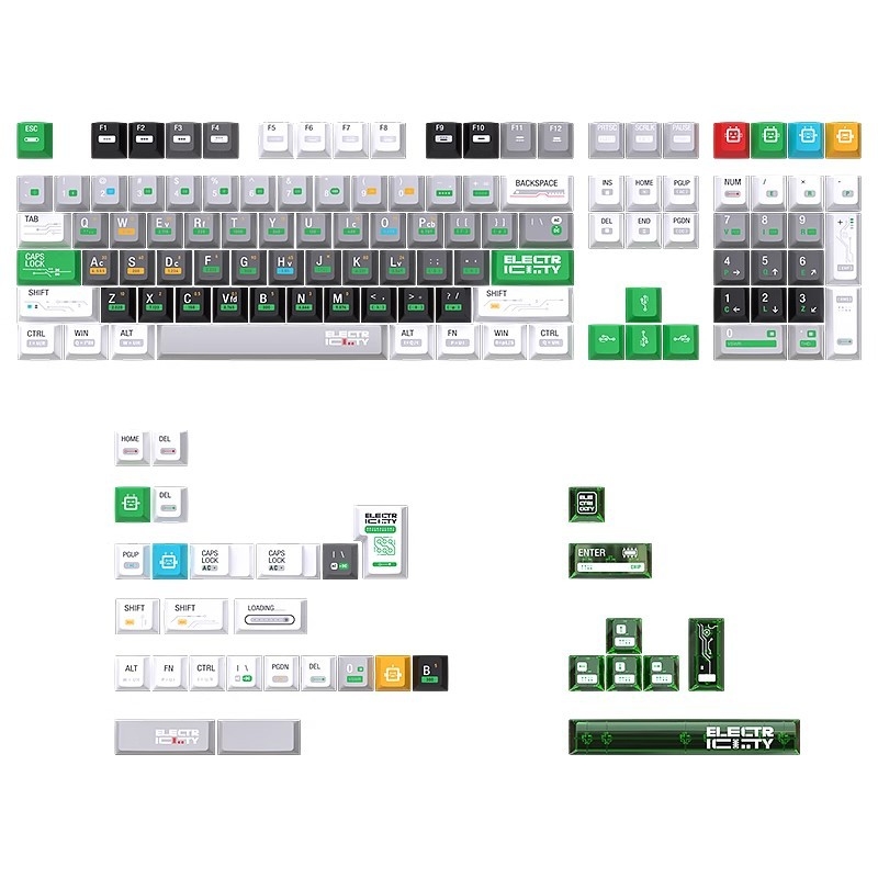 Set keycapova za mehaničku tipkovnicu, materijal PBT+PC, dvostruka injekcija, petostrana sublimacija, 128 tipki, originalna visina