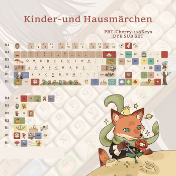 PBT billentyűfedők ötoldalas dye-sublimációval, kompatibilis Cherry MX keresztes stiftel, magas profil, aranyos rajzfilm téma – mini teljes készlet