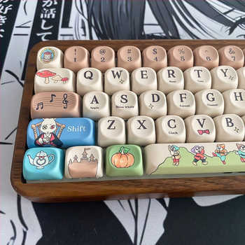 PBT klavišų dangteliai su penkių pusių sublimacija, Cherry MX kryžminis stiebelio suderinamumas, aukštas profilis, miela animacinė tema – mini pilnas rinkinys