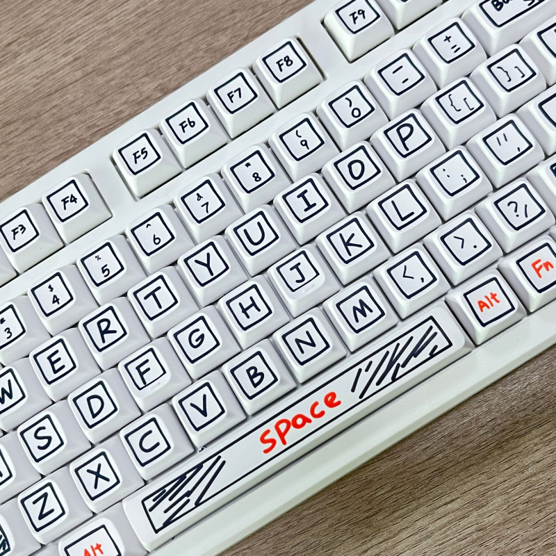 Prilagodljive četverokutne keycapice s graffiti temom — ručno oslikane comics teme, sublimacijski postup boje, komplet od 124 tipki, kompatibilno s 95% mehaničkih tipkovnica, otporne na habanje i masnoću.