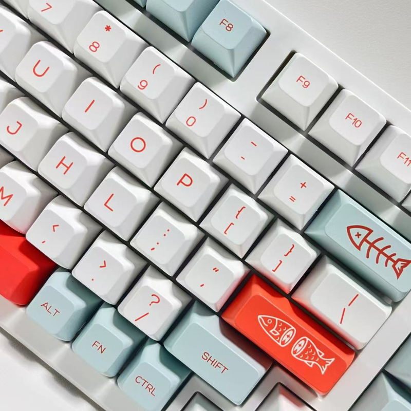 Salmon tema SA profil PBT keycaps, dye-sublimation, prilagodljive, otporne na habanje, ergonomske, kompatibilne s 95% tipkovnica