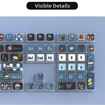 Asmeniniai PBT raktų gaubteliai mechaninėms klaviatūroms su teminiu skaidriu dizainu