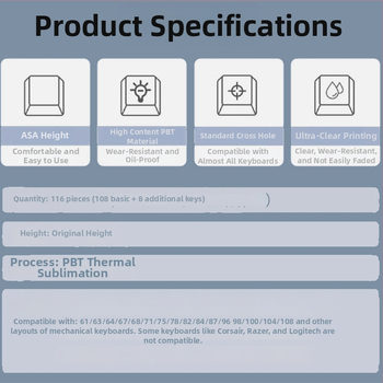 Asmeniniai PBT raktų gaubteliai mechaninėms klaviatūroms su teminiu skaidriu dizainu
