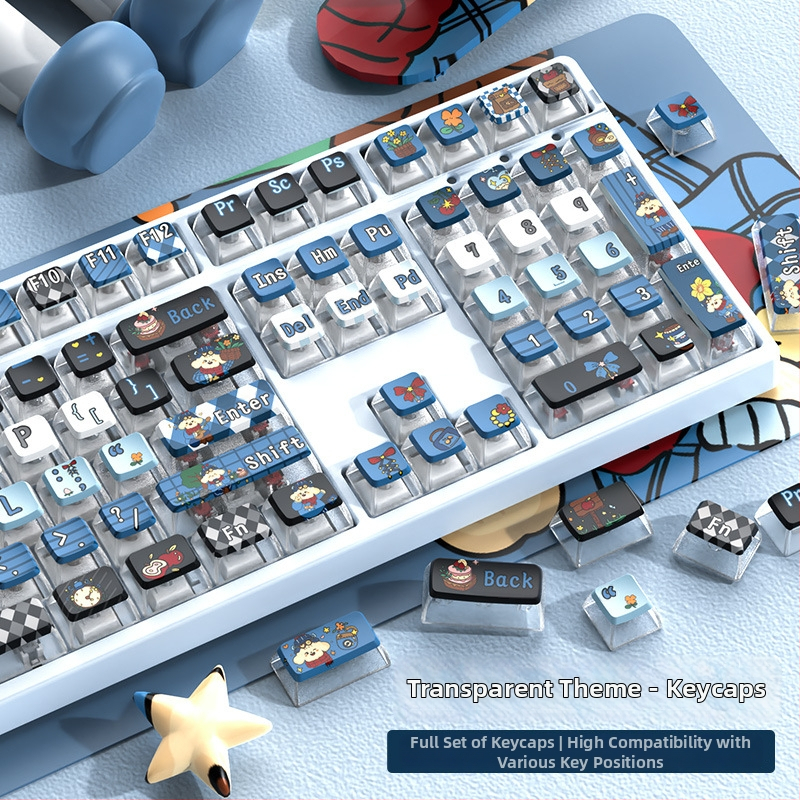 Asmeniniai PBT raktų gaubteliai mechaninėms klaviatūroms su teminiu skaidriu dizainu