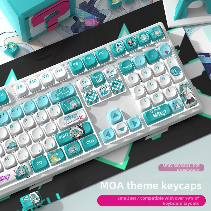 MOA Hatsune Miku Keycap – Personalizovaný, PBT sublimácia, Odolný voči opotrebeniu, Univerzálna kompatibilita s mechanickými klávesnicami, 1-ročná záruka