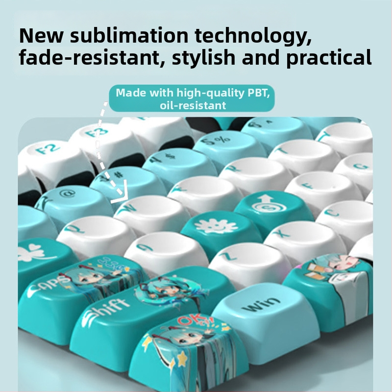 MOA Hatsune Miku Keycap – Personalizovaný, PBT sublimácia, Odolný voči opotrebeniu, Univerzálna kompatibilita s mechanickými klávesnicami, 1-ročná záruka