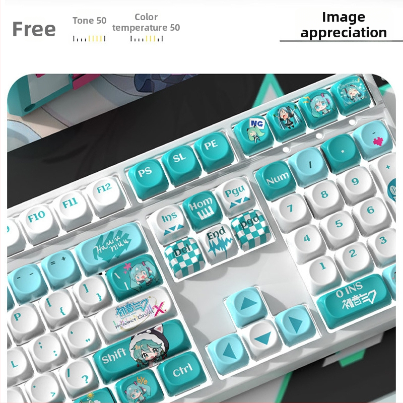 MOA Hatsune Miku Keycap – Personalizovaný, PBT sublimácia, Odolný voči opotrebeniu, Univerzálna kompatibilita s mechanickými klávesnicami, 1-ročná záruka