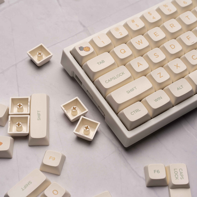 Keycaps Pineapple Theme, profil XDA, PBT sublimare – Personalizabile, Rezistente la uzură, Anti-ulei, Ergonomice; Compatibile cu 95% dintre tastaturile mecanice (Material: PBT; Procesare: Sublimare; Compatibilitate: 95% tastaturi mecanice; Model: Personali