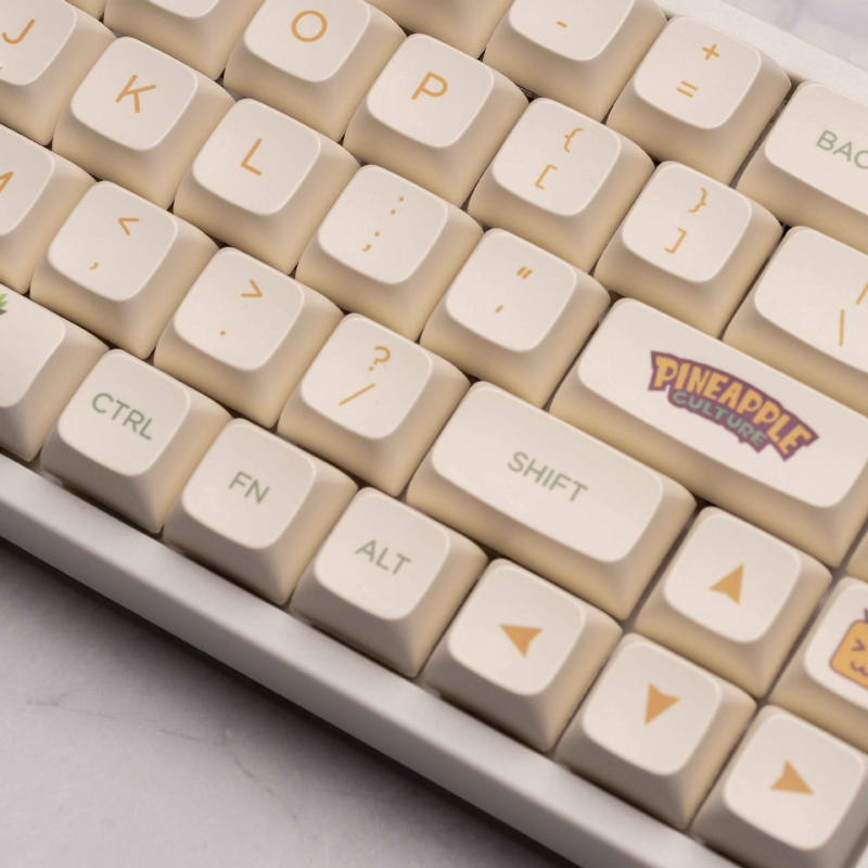 Keycaps Pineapple Theme, profil XDA, PBT sublimare – Personalizabile, Rezistente la uzură, Anti-ulei, Ergonomice; Compatibile cu 95% dintre tastaturile mecanice (Material: PBT; Procesare: Sublimare; Compatibilitate: 95% tastaturi mecanice; Model: Personali
