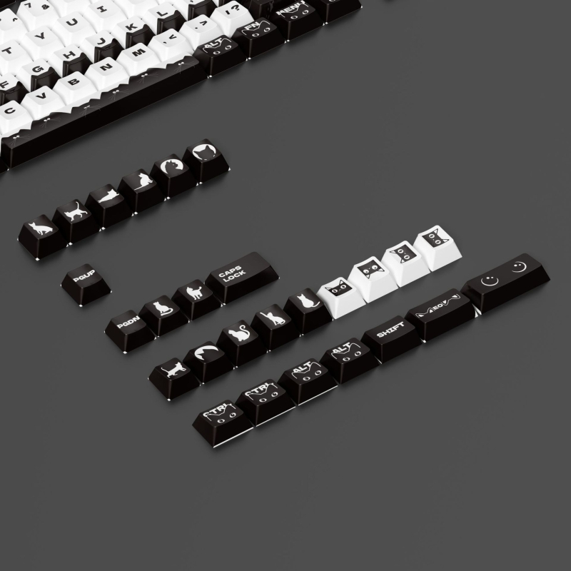 Καλύμματα πλήκτρων PBT για μηχανικό πληκτρολόγιο - Cat Series, καπάκια με Dye-Sublimation, Πενταπλευρική εκτύπωση, Γενική συμβατότητα, 1 έτος εγγύηση