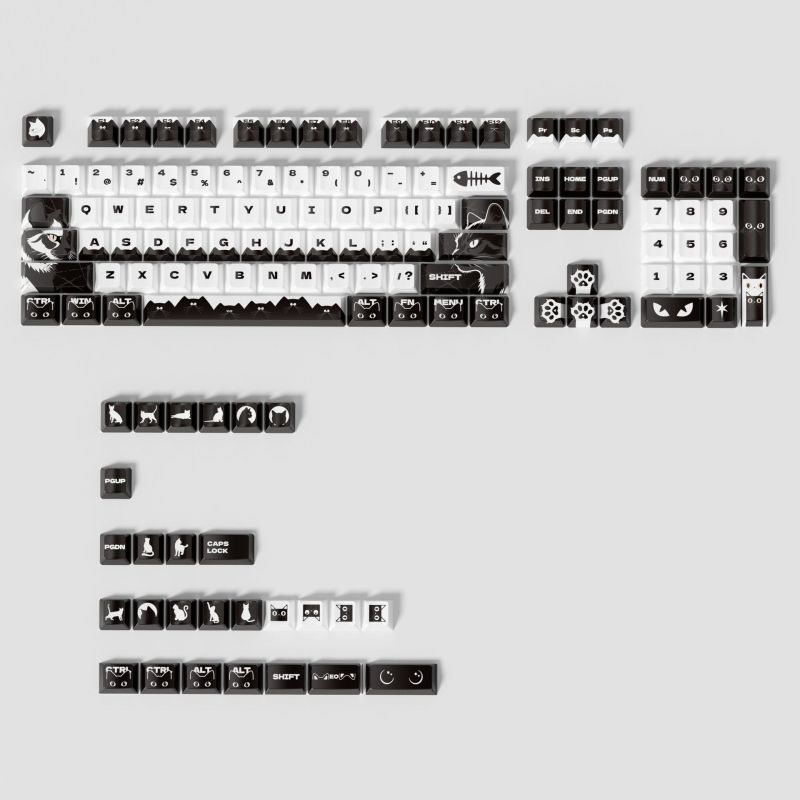 Καλύμματα πλήκτρων PBT για μηχανικό πληκτρολόγιο - Cat Series, καπάκια με Dye-Sublimation, Πενταπλευρική εκτύπωση, Γενική συμβατότητα, 1 έτος εγγύηση