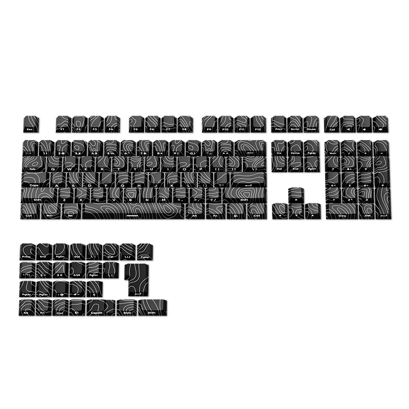 Visokoprofilne PBT kapice tipki, petostruka sublimacija, prozirno tijelo sa bočnim natpisima, kompatibilne s 61/68/87/104 tipki
