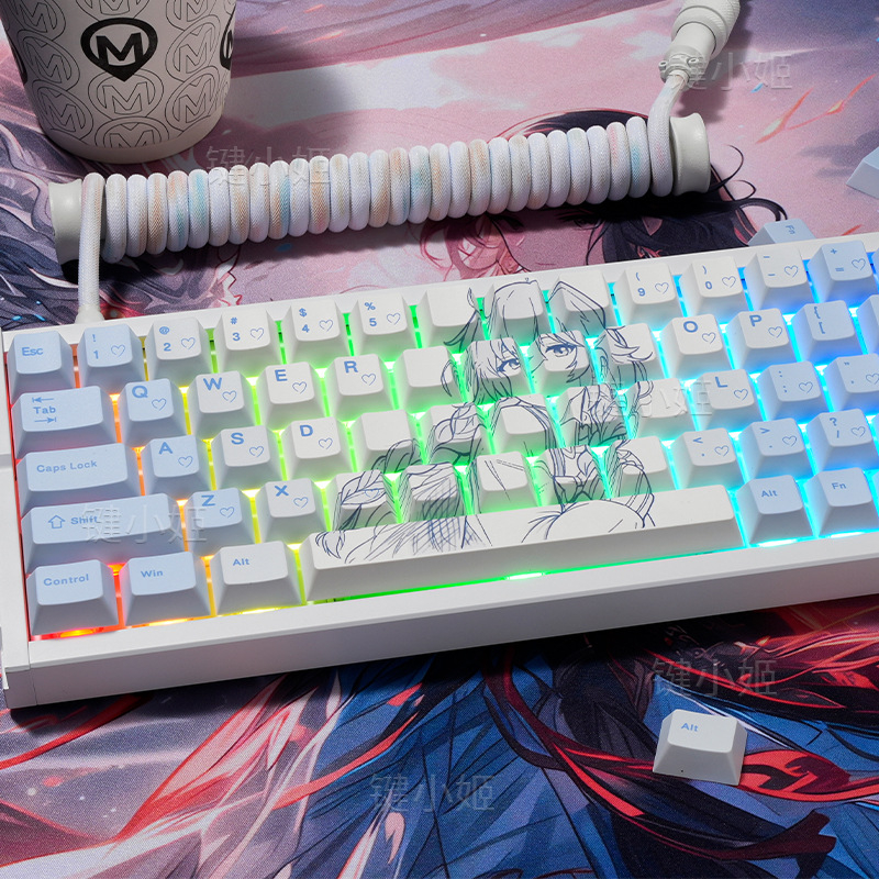 Keycaps PBT διαφανή με πλευρική χάραξη, Sublimation + UV εκτύπωση, σε συσκευασία, για μηχανικά πληκτρολόγια με μαγνητικούς διακόπτες