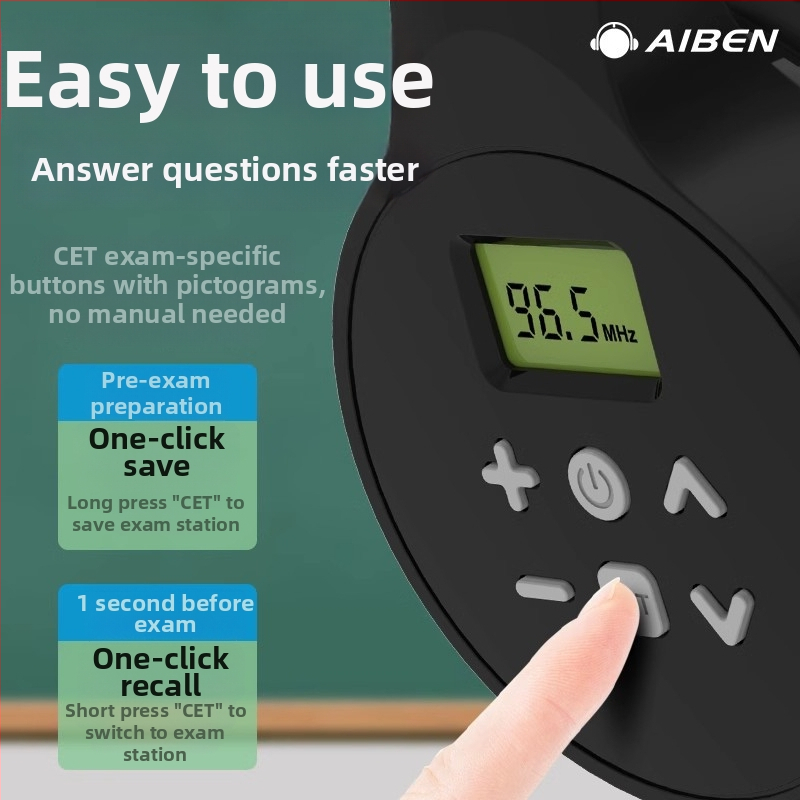 Aiben C201 Vezeték nélküli fejhallgató, 3,5 mm direkt csatlakozó, frekvencia 50–108, fejre viselés