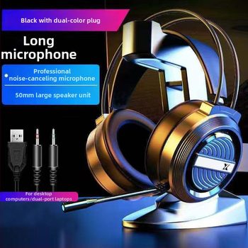 Spēļu austiņas ar mikrofonu, 50 mm draiveri, 20–20 kHz, 21 Ω, 2,2 m pletenais kabelis, 3,5 mm spraudnis