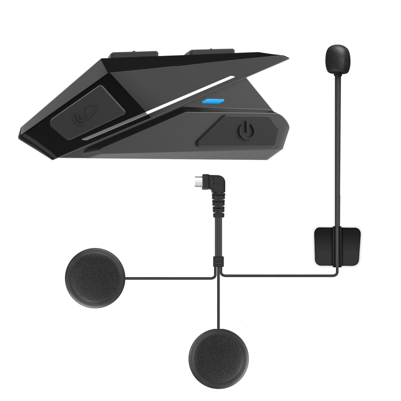 Bluetooth slušalica za kacigu motocikla s hands-free pozivima i stereo zvukom – BT 5.0, domet 10 m, trajanje baterije 8 sati+, dvostruki stereo, vodootporan