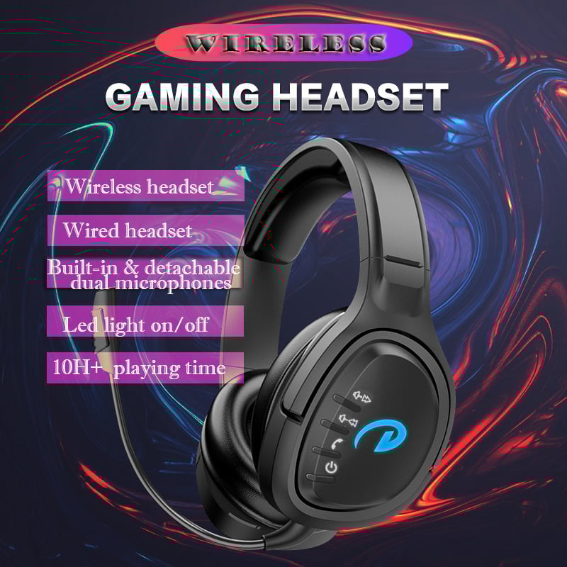 Gaming Bluetooth Ακουστικά με Μικρόφωνο – Στερεο HiFi, LED Φωτισμός, 5.1, Εμβέλεια 20 μ, Μπαταρία 4–8 ωρών