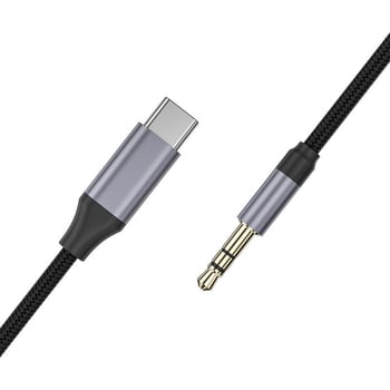 Cablu USB-C la 3,5 mm pentru telefon mobil, conectori aurii, miez din sârmă emailată, înveliș din TPE împletit cu nylon, ROHS