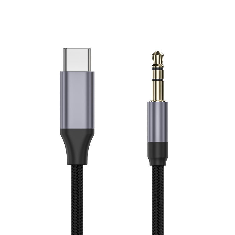 Cablu USB-C la 3,5 mm pentru telefon mobil, conectori aurii, miez din sârmă emailată, înveliș din TPE împletit cu nylon, ROHS
