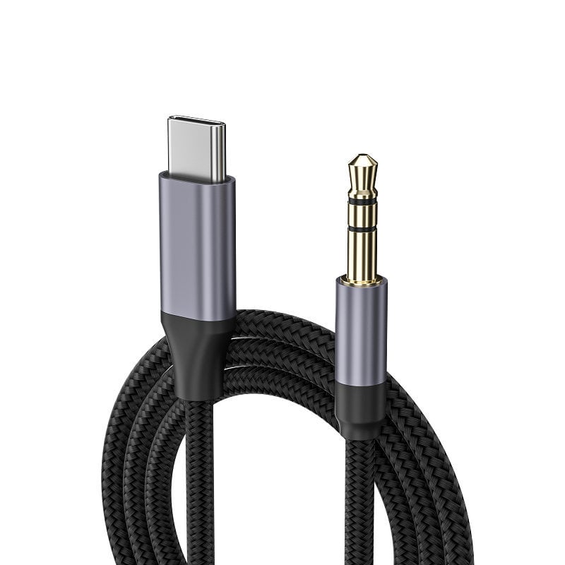 Cablu USB-C la 3,5 mm pentru telefon mobil, conectori aurii, miez din sârmă emailată, înveliș din TPE împletit cu nylon, ROHS
