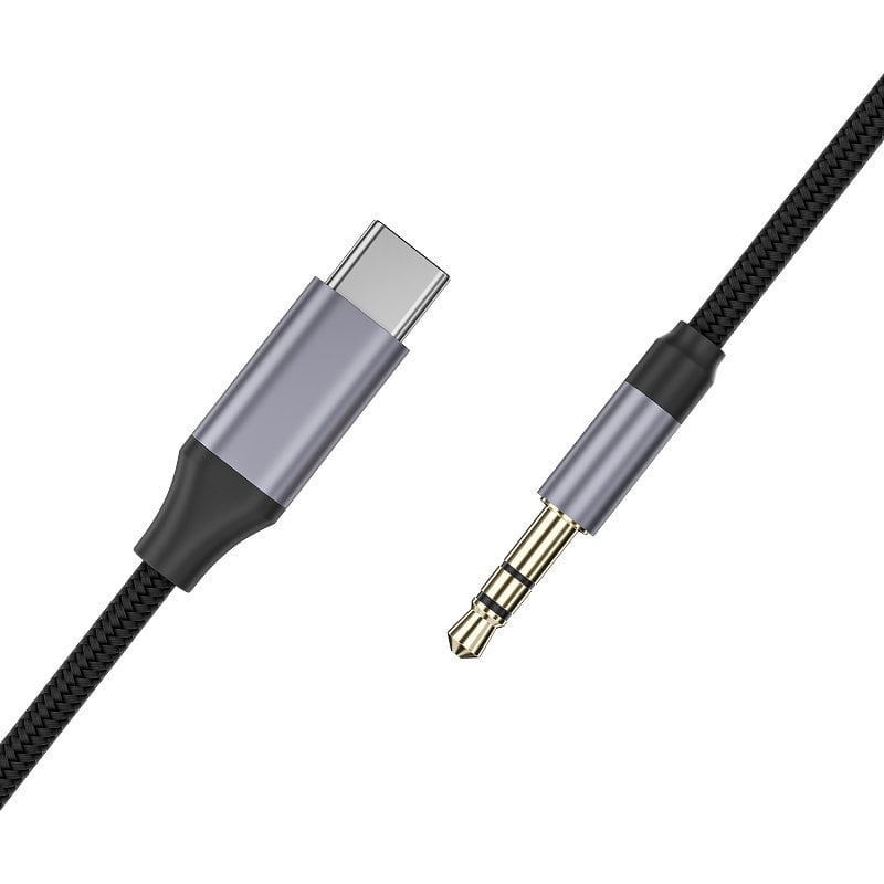 Cablu USB-C la 3,5 mm pentru telefon mobil, conectori aurii, miez din sârmă emailată, înveliș din TPE împletit cu nylon, ROHS