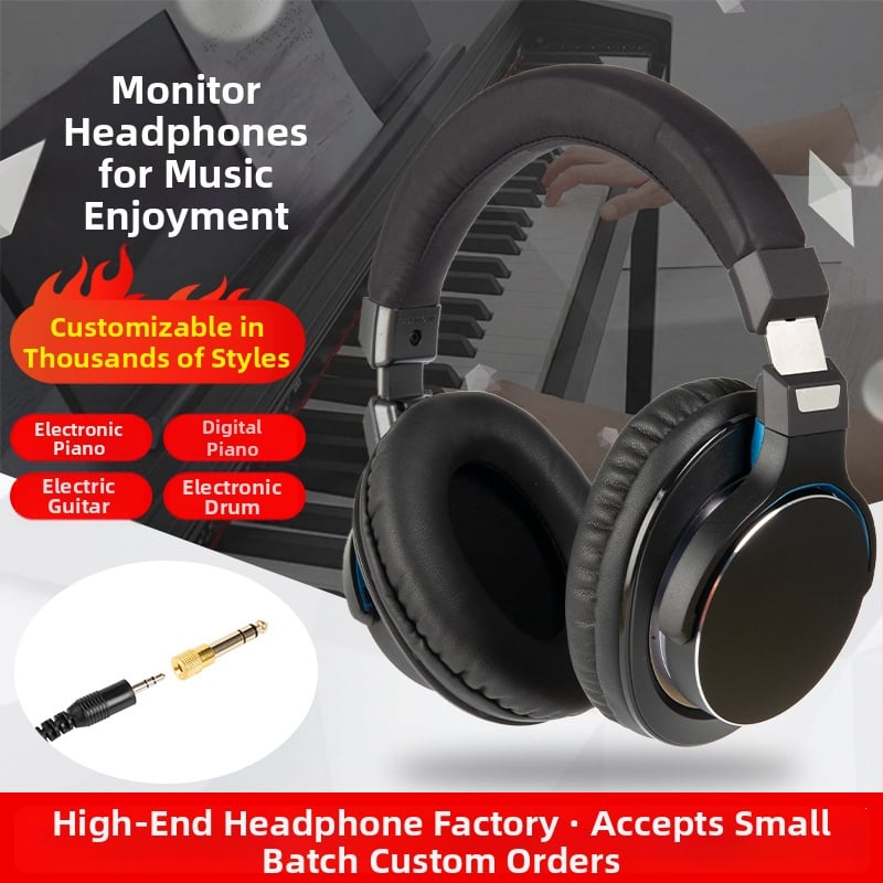 Vadu DJ monitoringa ausiņas ar 50 mm skaļruņiem, 32 Ω pretestība, 3,5 mm spraudnis, 3 m kabelis, saliekamās