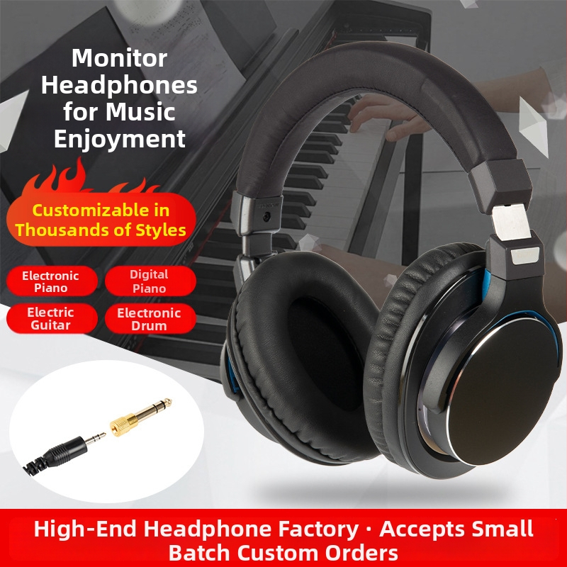 Vadu DJ monitoringa ausiņas ar 50 mm skaļruņiem, 32 Ω pretestība, 3,5 mm spraudnis, 3 m kabelis, saliekamās