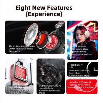 Belaidės žaidimų ausinės su ANC, Bluetooth 5.4, IPX4 atsparumas vandeniui, 8+ val. veikimo laikas, 15 m diapazonas