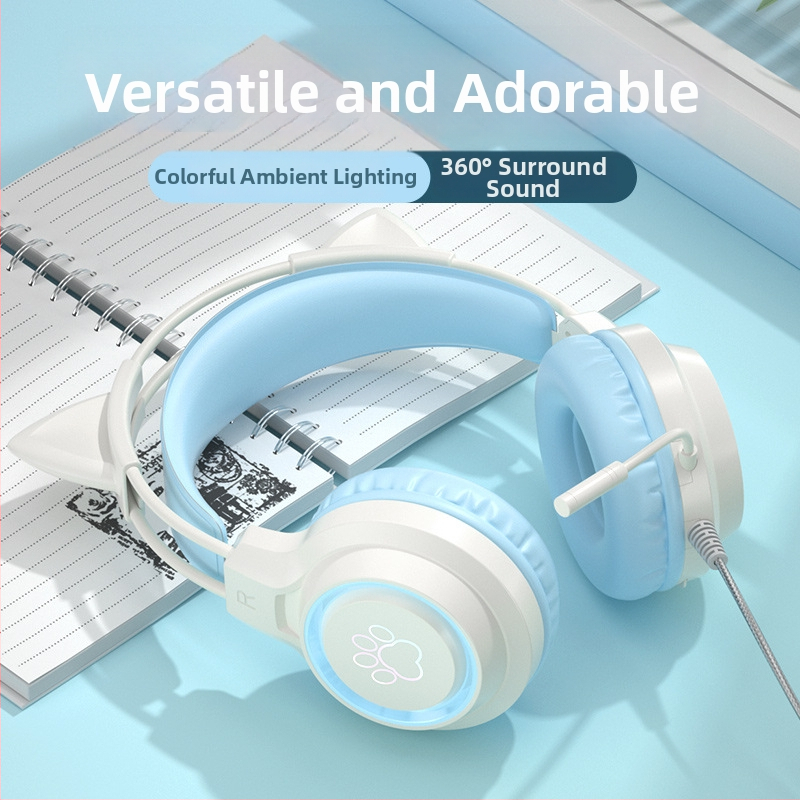 Căști wireless cu iluminare LED, difuzoare de 40 mm, 32 Ω, intervalul de frecvență 20–20000 Hz, sensibilitate 98 dB