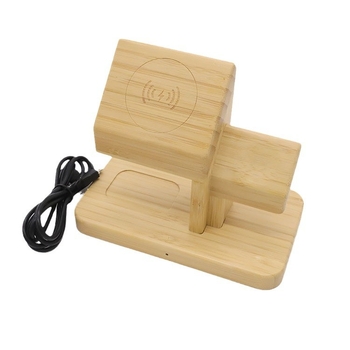 Bambusinė belaidė įkrovimo stotelė 3-in-1 – MagSafe suderinama, RX-2201; įkrauna iPhone iki 15W, AirPods iki 5W, Apple Watch iki 2W