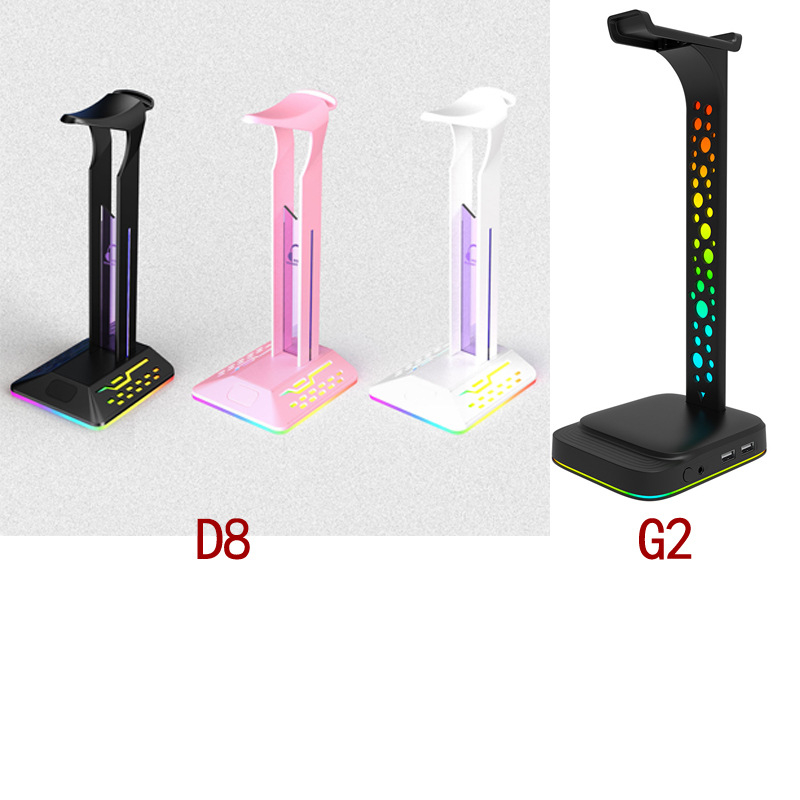 Stalak za slušalice na stolu, model D8, USB prijenos podataka i zvuka za tipkovnicu i miš, kompatibilan s desktopom i prijenosnim računalom, uključuje kabel za napajanje
