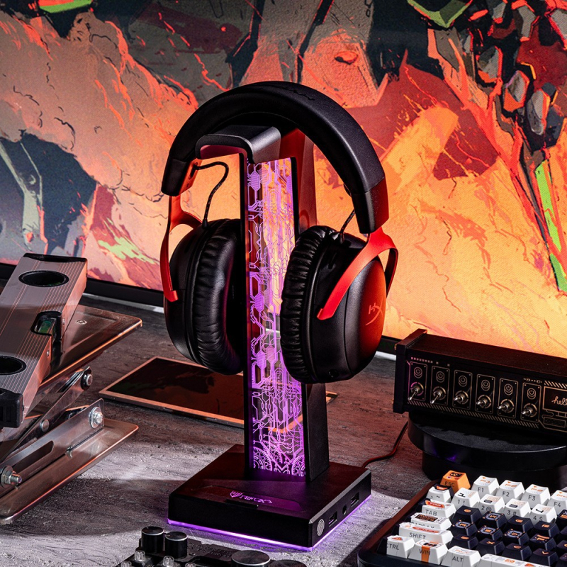 Piifox RGB držač za slušalice za gaming i telefon s USB hubom i docking stanicom za PS5