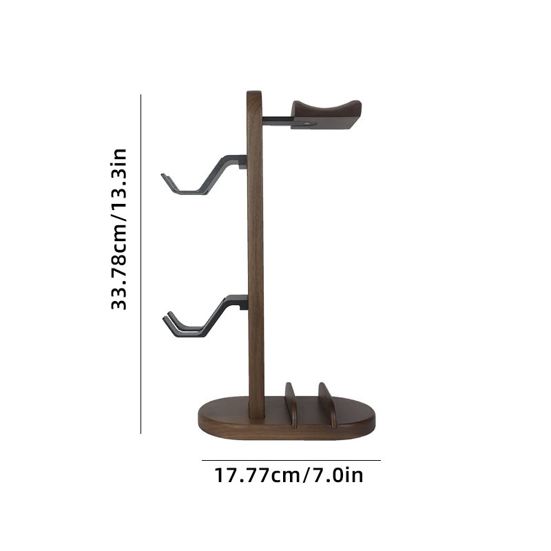Suport de birou pentru căști din lemn masiv de nuc, design minimalist, lansare în 2024