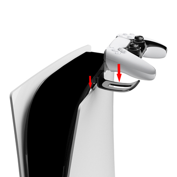 PS5 Suport de perete pentru PS5 Pro/Slim/PS5 – Metal+ABS, 455 g; Spațiu de depozitare pentru controlere, ochelari VR și căști