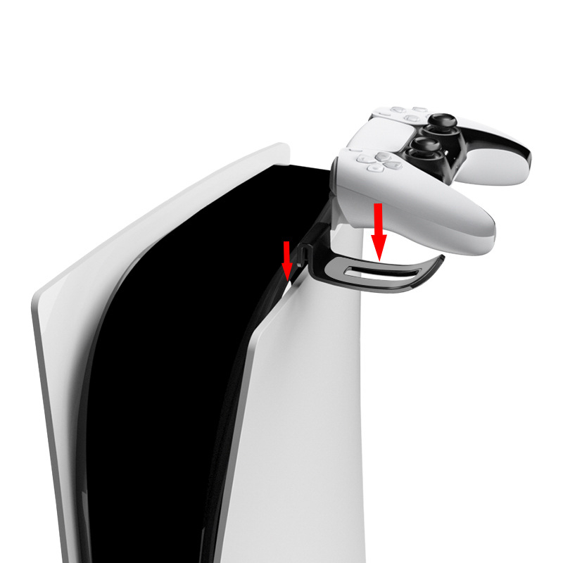 PS5 Suport de perete pentru PS5 Pro/Slim/PS5 – Metal+ABS, 455 g; Spațiu de depozitare pentru controlere, ochelari VR și căști